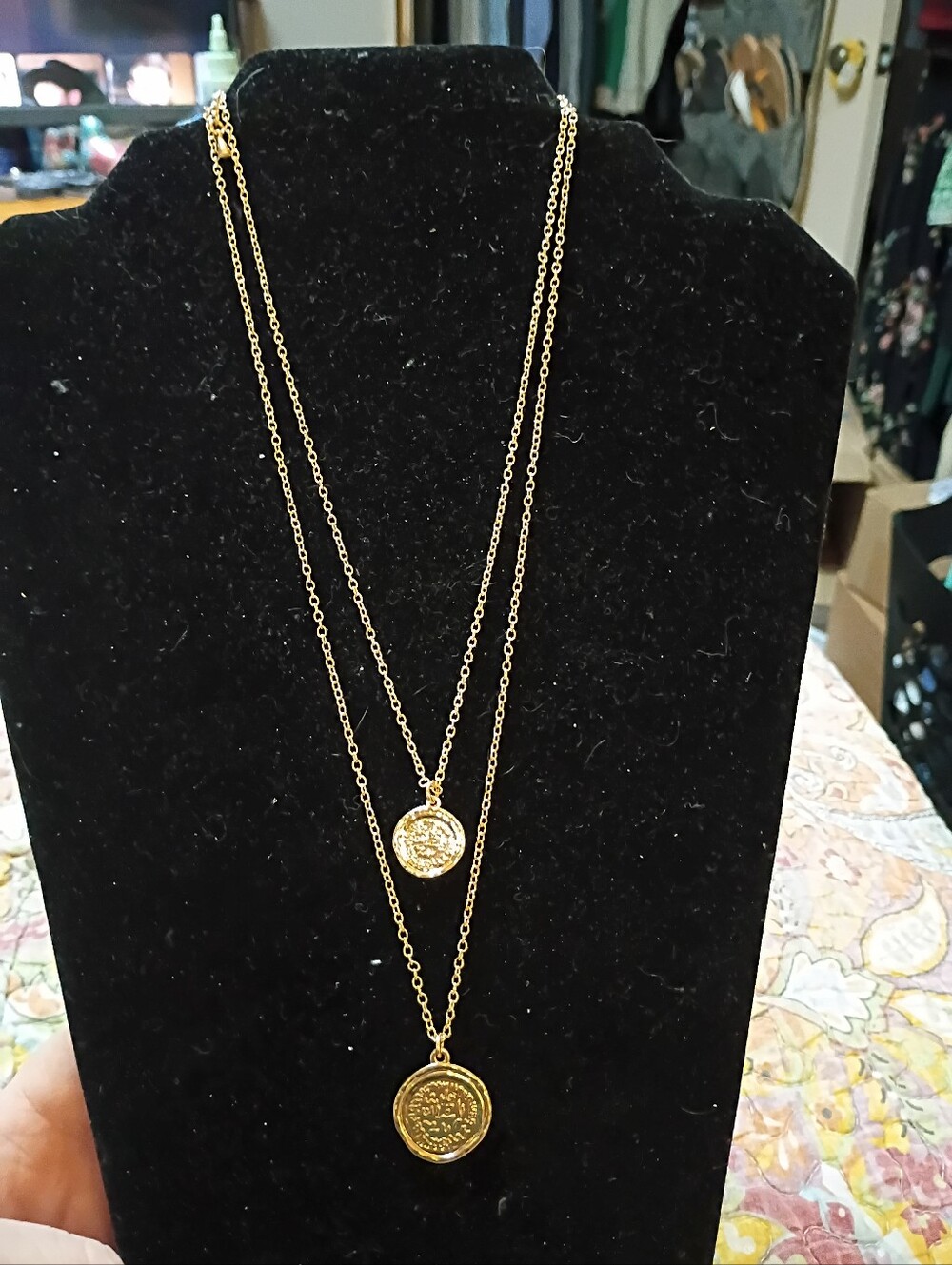 Gold Layered Coin Pendant Necklace - Women Jewelry